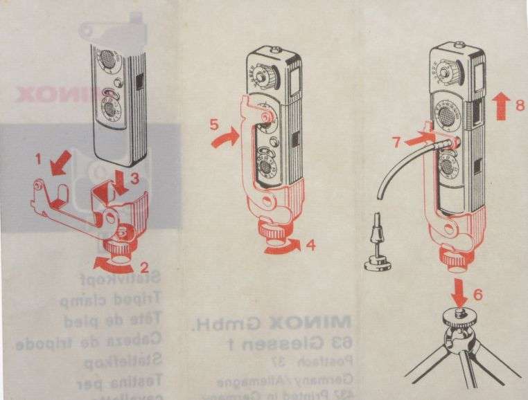 mint MINOX spy camera tripod adapter mount boxed stativkopf chrome manual incl.