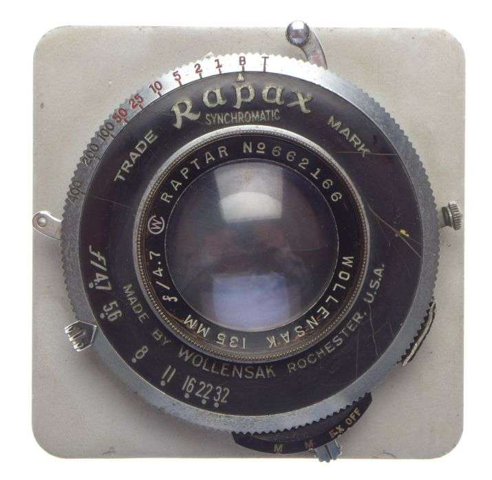 RAPTAR Wollensak 135 f/4.7 large format camera prime lens f=135mm Rapax shutter