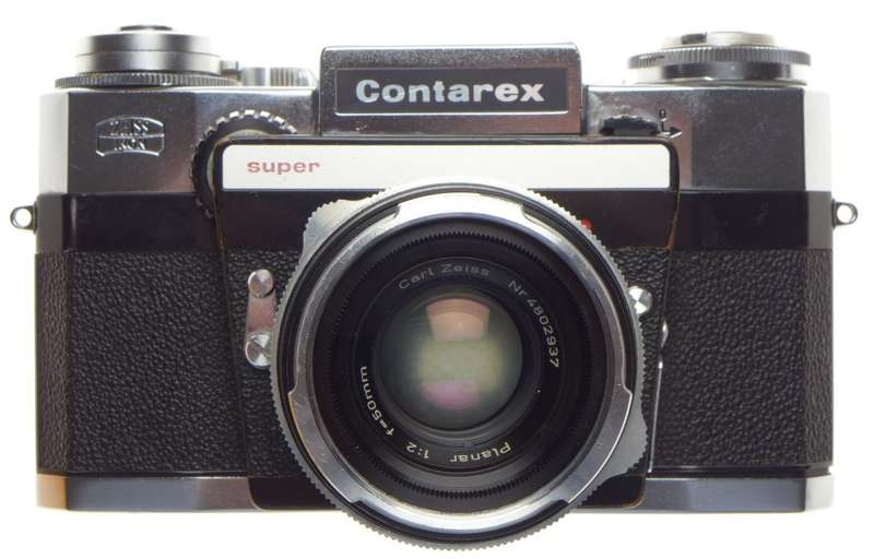 ZEISS CONTAREX Super SLR 35mm chrome film camera Planar 1:2/50mm lens case strap