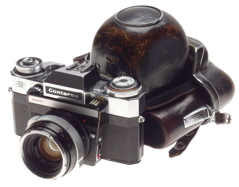 ZEISS CONTAREX Super SLR 35mm chrome film camera Planar 1:2/50mm lens case strap