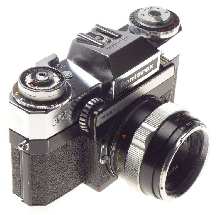 ZEISS CONTAREX Super SLR 35mm chrome film camera Planar 1:2/50mm lens case strap