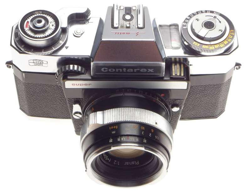 ZEISS CONTAREX Super SLR 35mm chrome film camera Planar 1:2/50mm lens case strap