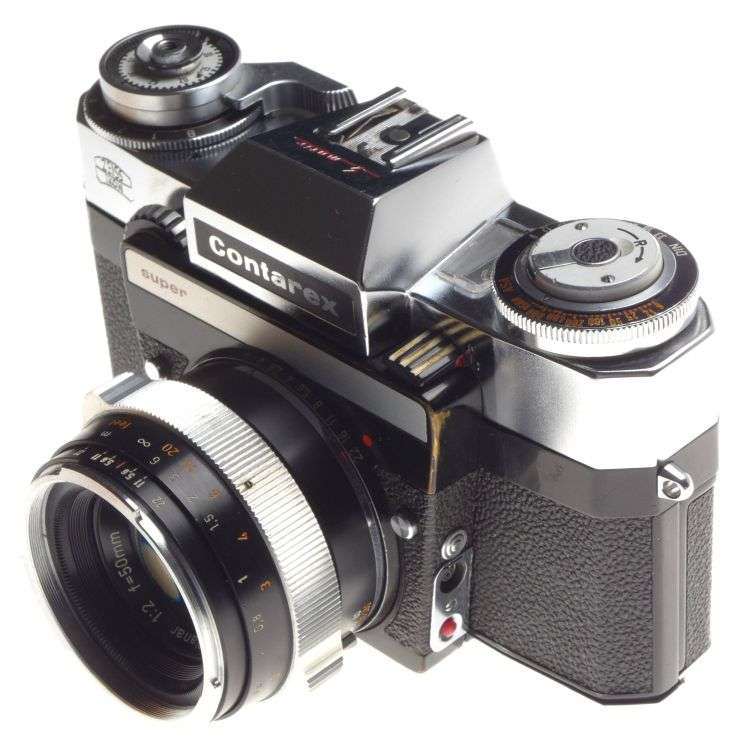 ZEISS CONTAREX Super SLR 35mm chrome film camera Planar 1:2/50mm lens case strap