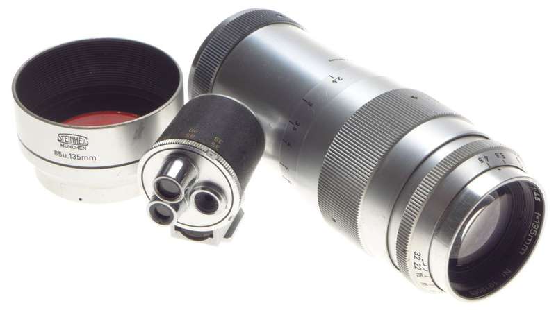 Steinheil CULMINAR 1:4.5/135mm lens Universal turret viewfinder hood M39 leica