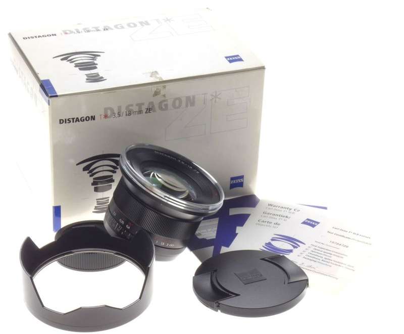 Carl Zeiss 3.5/18mm DISTAGON T* ZE f=18mm wide angle lens new hood caps mint box