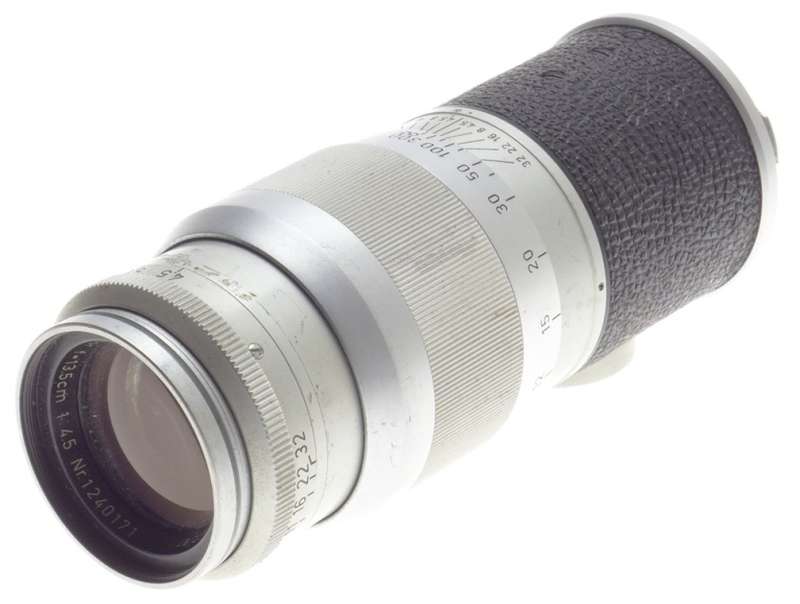 CHROME USED LEICA M 1:4.5/135mm HEKTOR BAYONET MOUNT CAMERA LENS NEEDS CLEANING