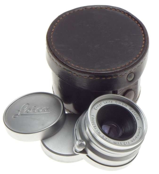 1:3.5/35mm M39 LEICA SUMMARON f=3.5cm SCREW MOUNT COMPACT CAMERA LENS CAPS CASED