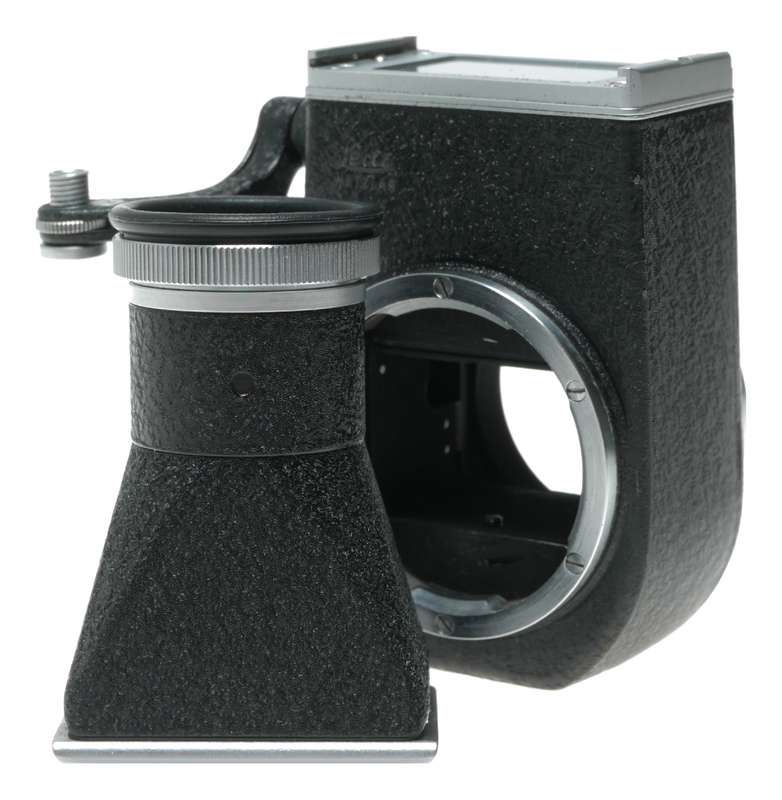 Leitz Visoflex with chimney viewfinder converts Leica M to SLR camera