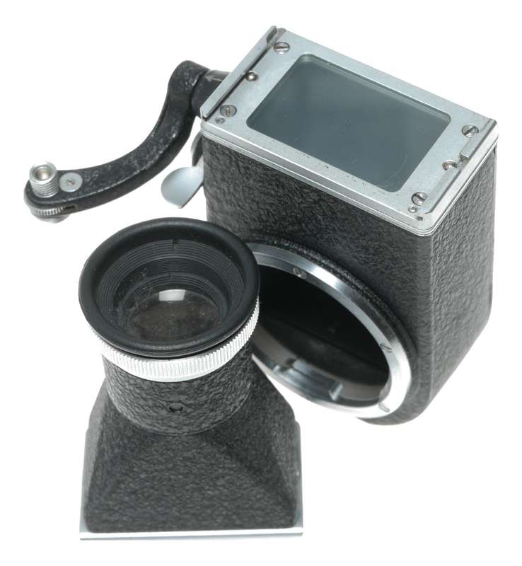 Leitz Visoflex with chimney viewfinder converts Leica M to SLR camera