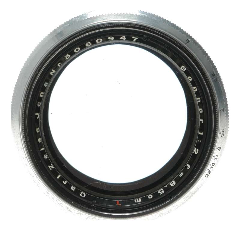 Contax RF Sonnar f2 f=8.5 cm lens Zeiss 2/85 T pre set apertures