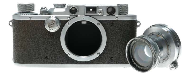 Leica III rangefinder camera Summar f=5cm 1:2 lens cap case vintage