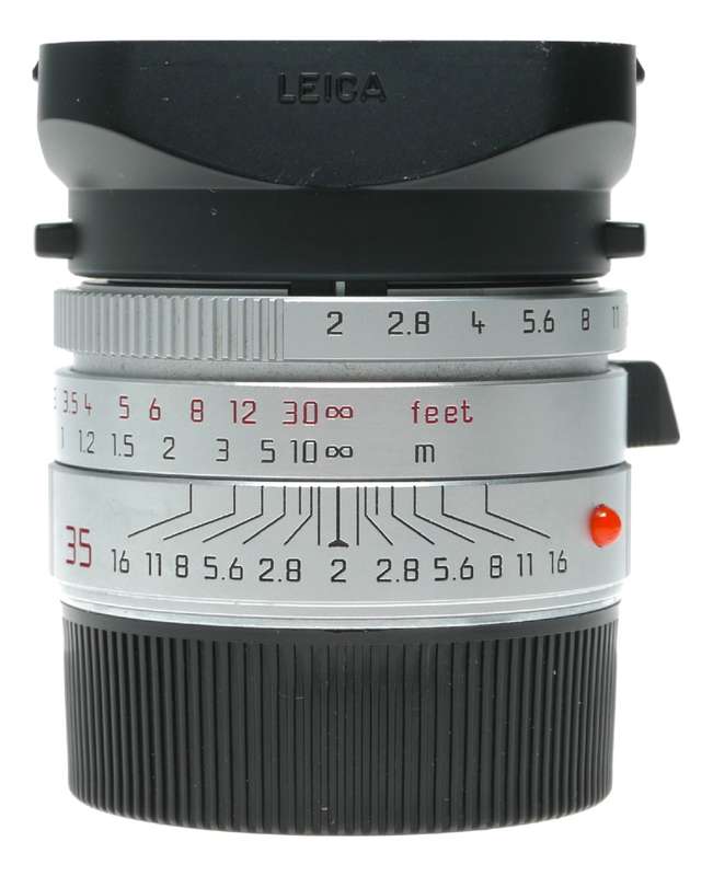 Leica Summicron-M 1:2/35mm Asph. Silver 11882 Boxed hood pouch papers