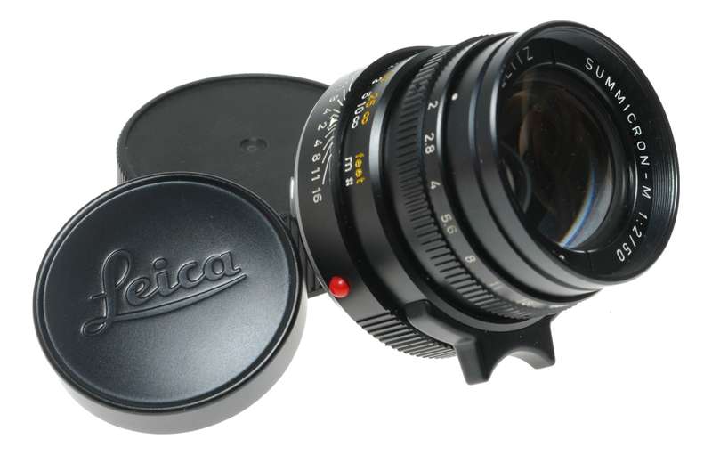 Leica Summicron-M 1:2/50 black RF camera Leitz lens box caps 11819