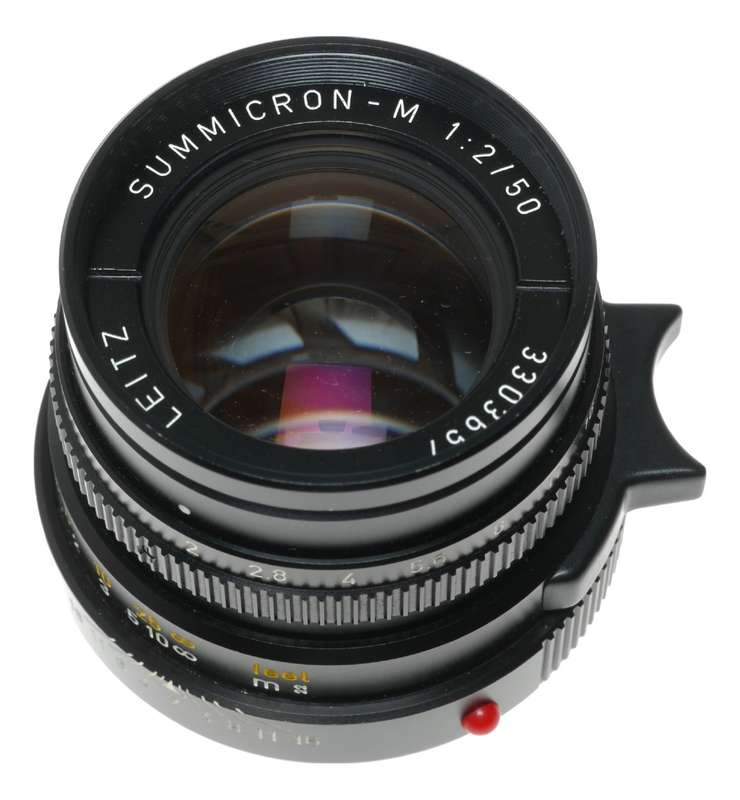 Leica Summicron-M 1:2/50 black RF camera Leitz lens box caps 11819