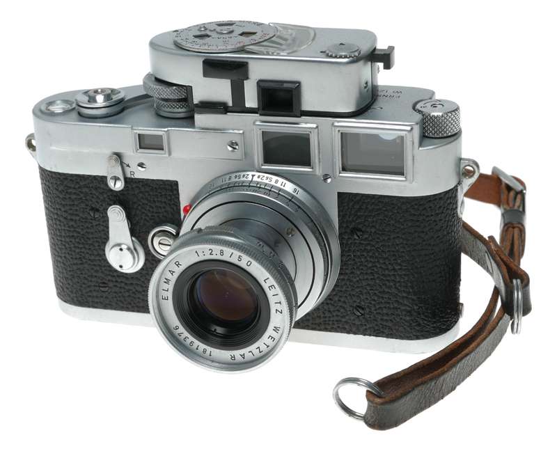 Leica M3 Elmar 2.8/50 mm lens meter 35mm vintage RF film camera setup