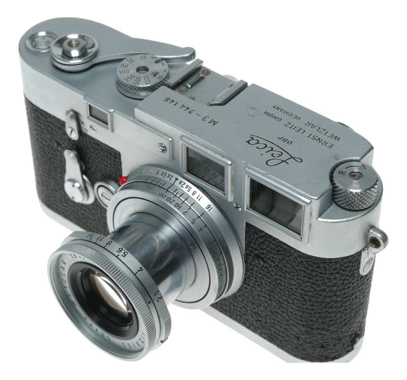 Leica M3 Elmar 2.8/50 mm lens meter 35mm vintage RF film camera setup
