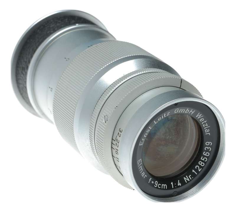 Leitz Wetzlar Elmar f=9cm 1:4 Leica M39 RF camera lens in keeper
