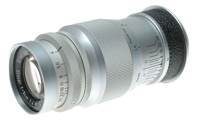Leitz Wetzlar Elmar f=9cm 1:4 Leica M39 RF camera lens in keeper