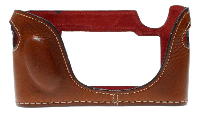 Leicatime Luigi Leica camera tan brown leather half case made in Italy