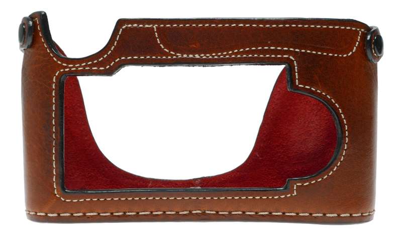 Leicatime Luigi Leica camera tan brown leather half case made in Italy