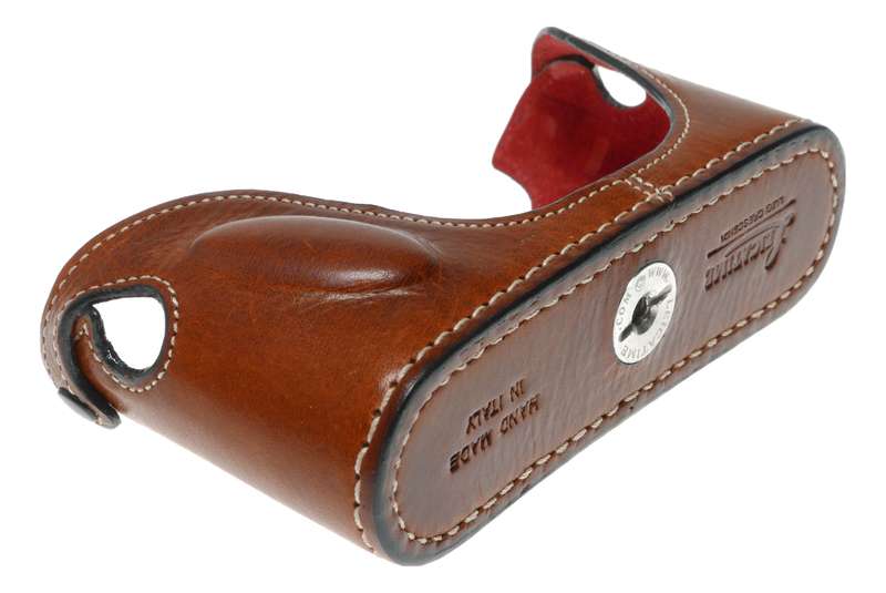 Leicatime Luigi Leica camera tan brown leather half case made in Italy