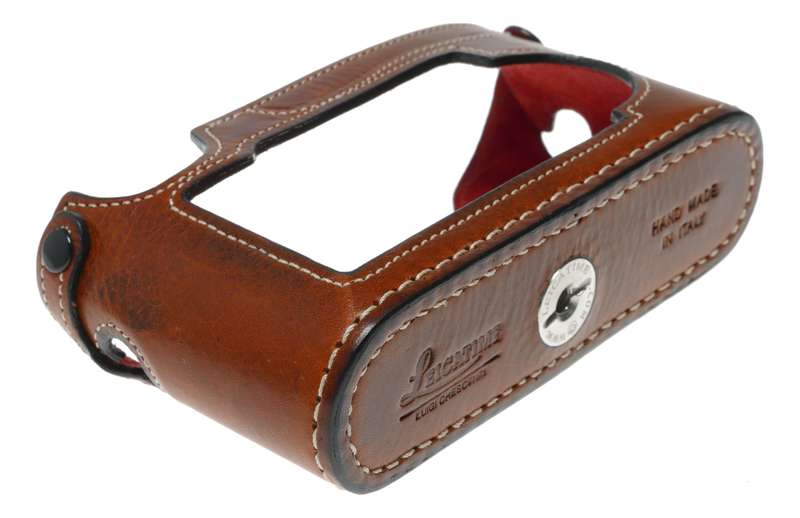 Leicatime Luigi Leica camera tan brown leather half case made in Italy