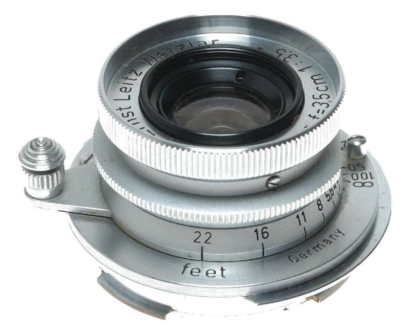 Ernst Leitz Wetzlar Summaron 1:3.5 f=3.5cm lens M39 to Leica M adapter hood caps