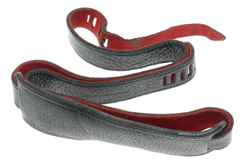Luigi Crescenzi Leica M camera black leather red suede neck strap