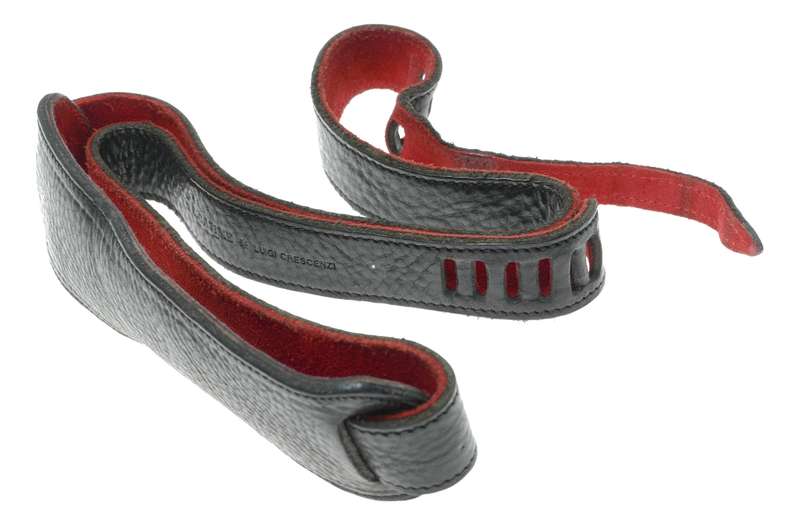 Luigi Crescenzi Leica M camera black leather red suede neck strap