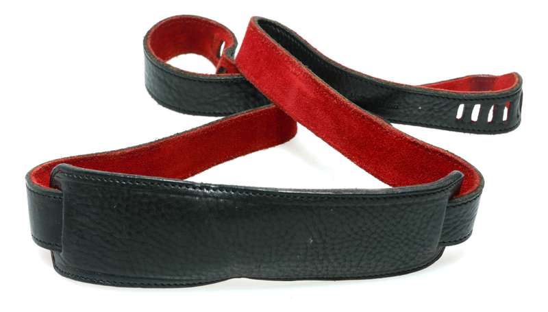 Luigi Crescenzi Leica M camera black leather red suede neck strap