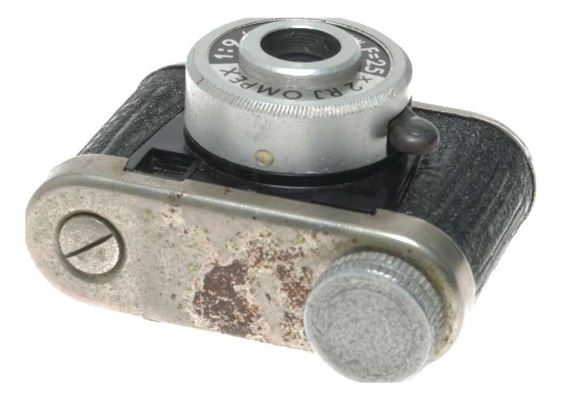 RJ Ompex 1:9 f=25 sub-miniature spy film camera in leather case Kunik Walter