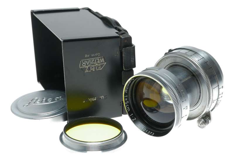 Leica M39 Summitar f=5cm 1:2 lens filter SOOFM collapsible shade hood