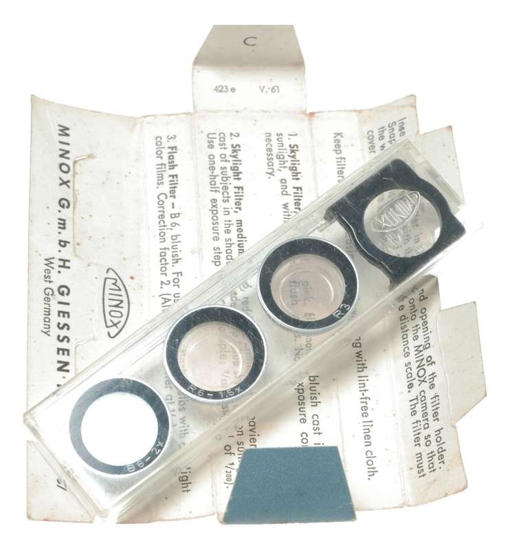 Minox Color Correction Filter Kit R3 R6 B6 for sub-miniature film cameras in box