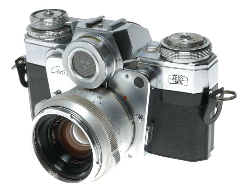 Zeiss Ikon Contarex Bullseye SLR film camera Distagon Sonnar Planar lenses macro bellows in trave...
