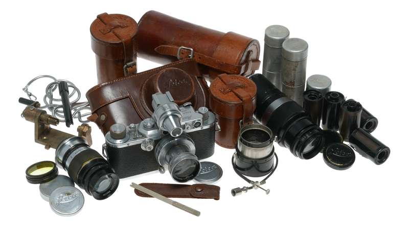 Leica IIIa RF camera Summar f=5cm 1:2 Hektor Elmar black paint M39 lenses accessories