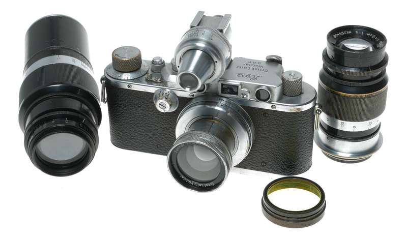 Leica IIIa RF camera Summar f=5cm 1:2 Hektor Elmar black paint M39 lenses accessories