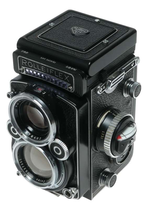 Rolleiflex TLR film camera Zeiss Planar 1:2.8 f=80mm in leather case with strap