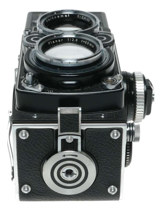 Rolleiflex TLR film camera Zeiss Planar 1:2.8 f=80mm in leather case with strap