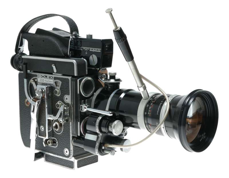 Bolex H16 Reflex Rex 5 16mm film cine camera Switar 1:1.9 f=16-100mm POE lens Gossen meter