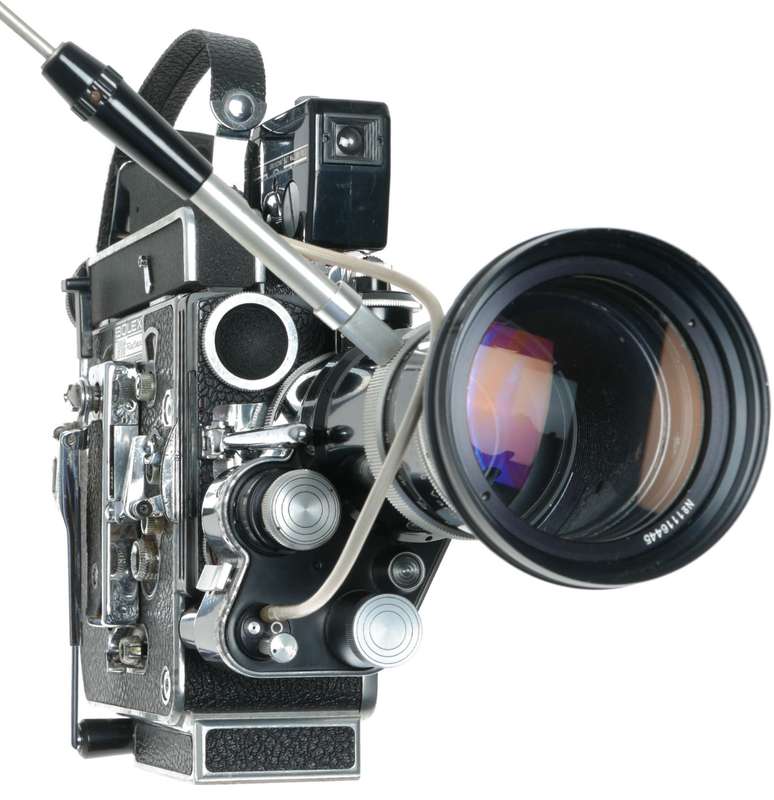 Bolex H16 Reflex Rex 5 16mm film cine camera Switar 1:1.9 f=16-100mm POE lens Gossen meter