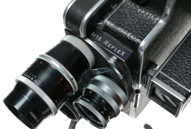 Bolex H16 Reflex 16mm film movie camera Kern Yvar 1:2.8 f=75mm Switar RX lenses accessories