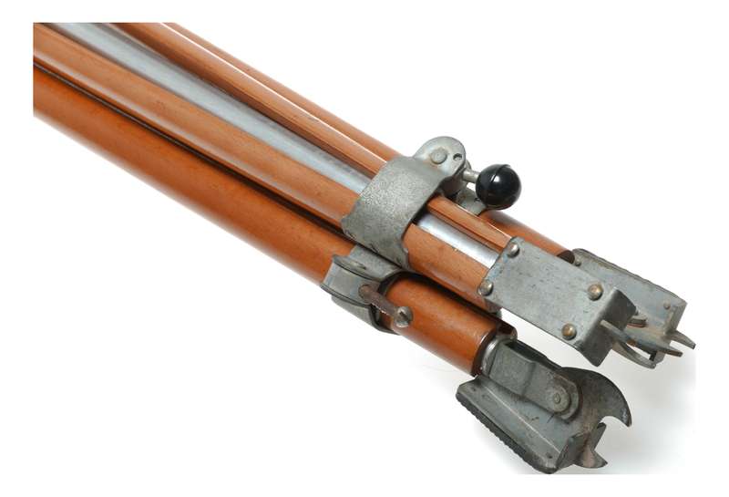 Bolex Paillard wood aluminium extendable camera tripod with level pan tilt head