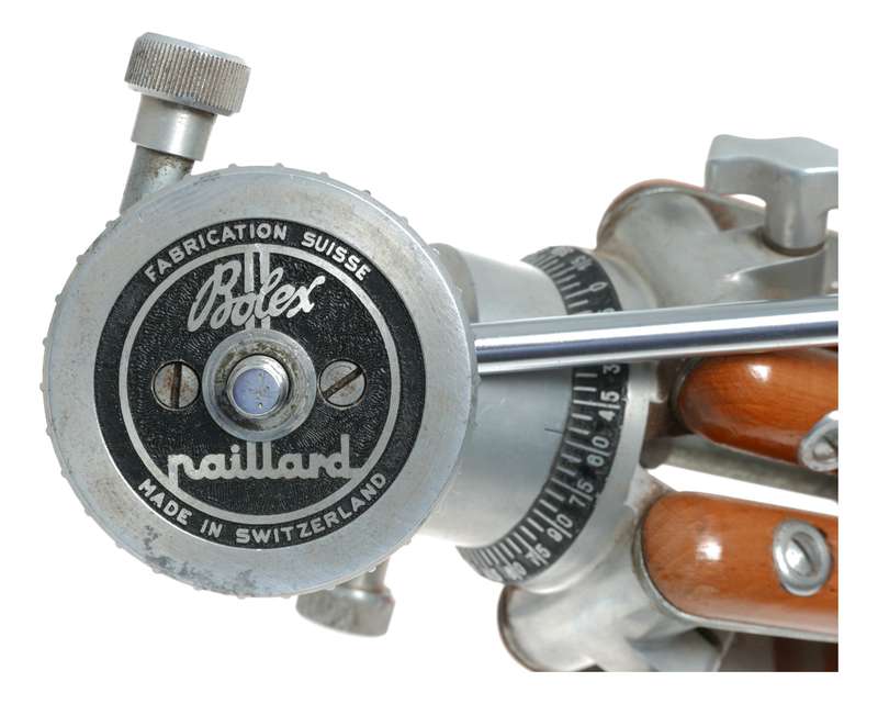 Bolex Paillard wood aluminium extendable camera tripod with level pan tilt head