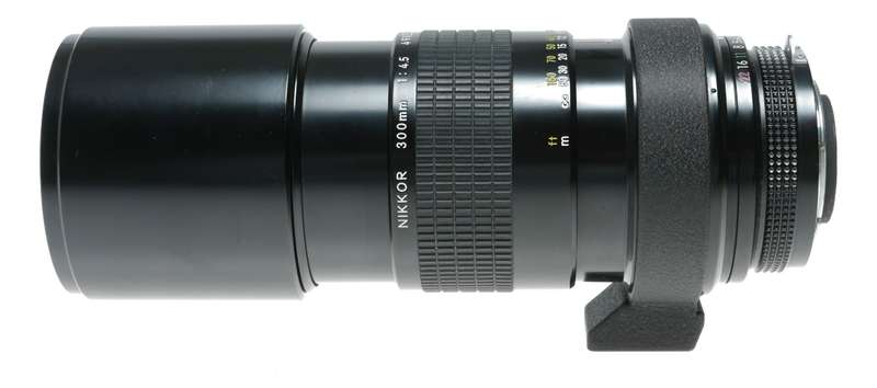 Nikon Nikkor 1:4.5 300mm SLR camera telephoto lens tripod mount