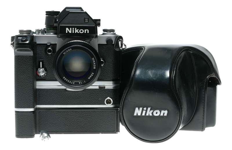 Nikon F2S Photomic SLR film camera Nikkor 1:1.4 50mm MD-2 MB-1 motor flash tele converter