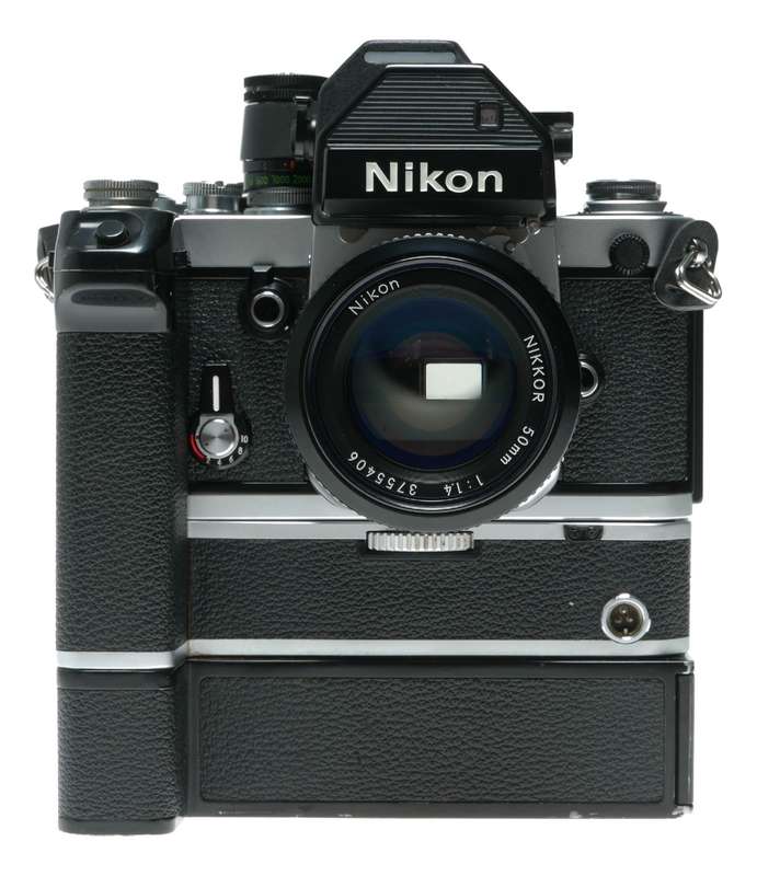 Nikon F2S Photomic SLR film camera Nikkor 1:1.4 50mm MD-2 MB-1 motor flash tele converter