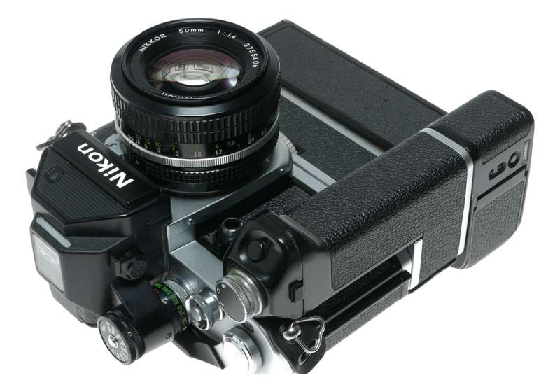 Nikon F2S Photomic SLR film camera Nikkor 1:1.4 50mm MD-2 MB-1 motor flash tele converter