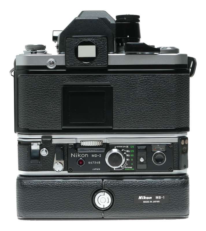 Nikon F2S Photomic SLR film camera Nikkor 1:1.4 50mm MD-2 MB-1 motor flash tele converter