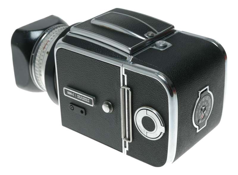 Hasselblad 500C film camera Zeiss Planar 1:2.8 f=80mm lenses filters finders roll film magazine.