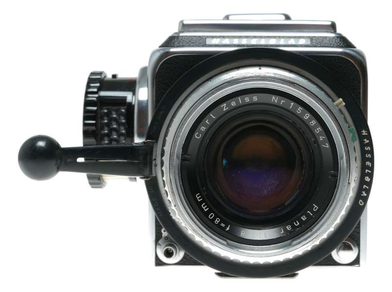 Hasselblad 500C film camera Zeiss Planar 1:2.8 f=80mm lenses filters finders roll film magazine.